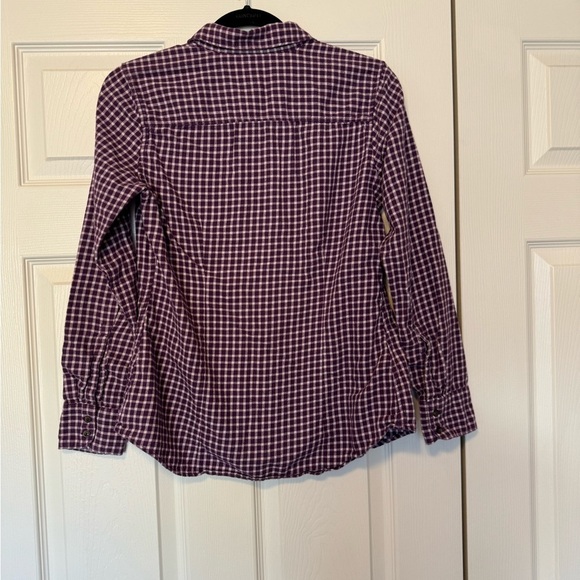 Eddie Bauer Purple Plaid Flannel Button Down Size Small - Picture 2 of 9